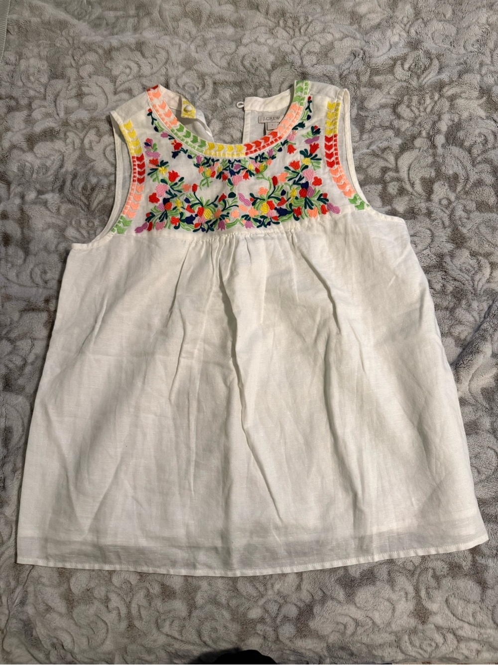 White Embroidered Floral Tank Top - women size small, j crew, NWOT